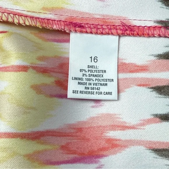 Roz & Ali Women's Sleeveless Round Neck Midi Vibrant Ikat Multicolor Dress Sz 16 - Picture 5 of 8